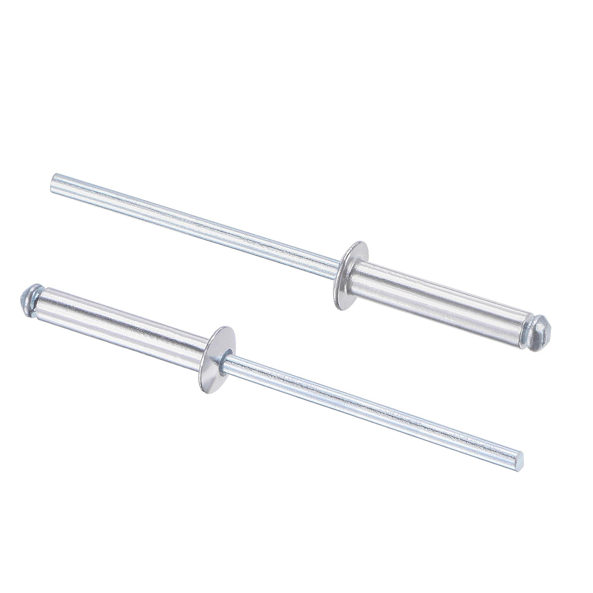 sourcing map Blind Rivets, Aluminum Pull Rivets Core Decoration Rivets 3.2mm Diameter 17mm Grip Length Silver Tone, 60pcs