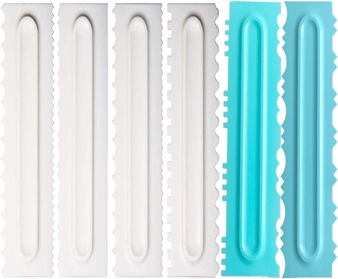 Cake Scraper Cake Decorating Comb Icing Smoother Spatula Tools Buttercream Scrapers for Kitchen DIY Baking 6 PCS