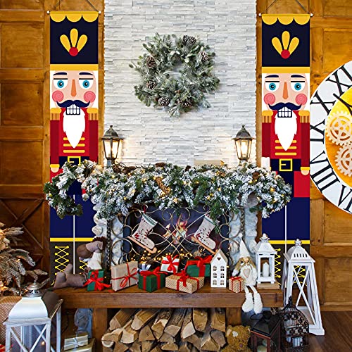 AMOR PRESENT Nutcracker Banner, Nutcracker Christmas Decorations Life Size Nutcracker Porch Sign for Indoor Outdoor Yard Garden Christmas Party Decoration
