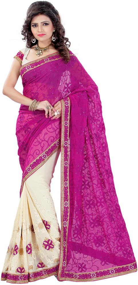Fashions World Women's Goergette Aari Embroide Saree