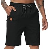 Men's Stretch Shorts Casual Classic Fit Drawstring Summer Beach Shorts with Zipper Pockets