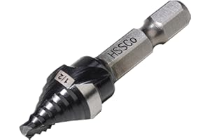 Jerax tools M35 HSS 1/2 Inch Step Drill Bit, Single Size Unibit with Double Spiral Flutes for Drilling Small Holes on Stainless Steel, Metal, Wood, Plastic