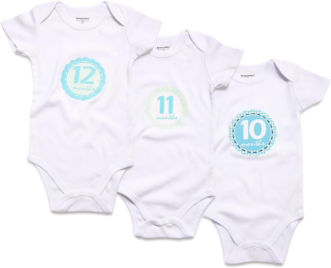 ROMPERINBOX 3 Pack Baby Bodysuits 12 Monthly Onsies