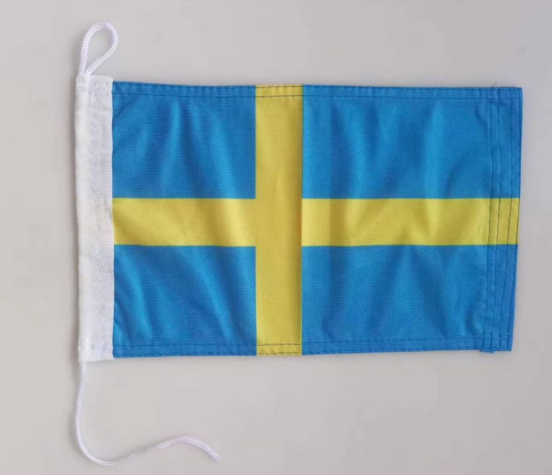 Boat Flag 8 x 12 Inches (20 x 30 cm) Fabric Weight - Printed Heavy Duty with Knit and Loop Flag maritime by 8x12 Inch (Sweden)