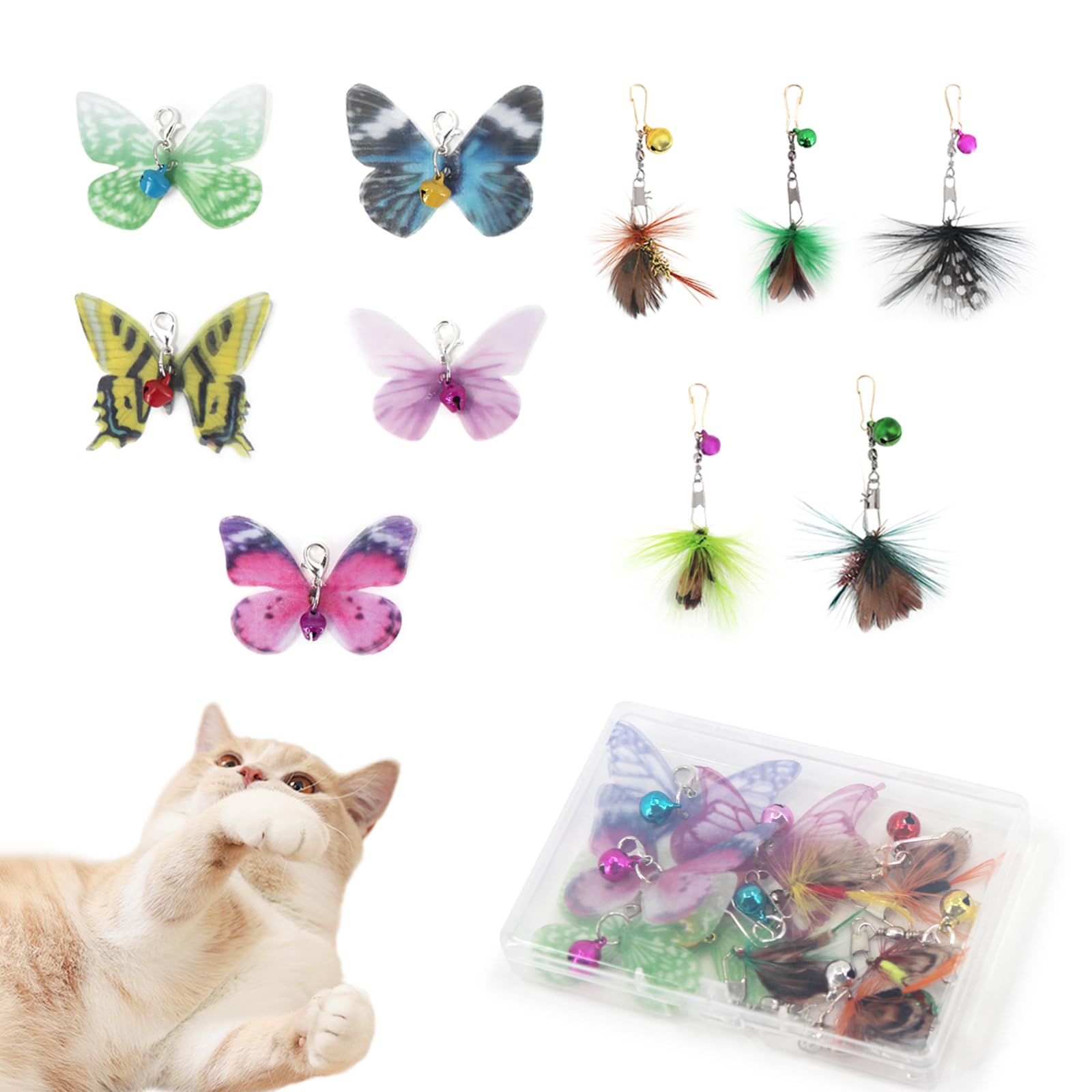 SONGWAY 猫おもちゃ 交換用 5チョウチョ 5小飛ぶ虫 収納ボックス付き の商品画像