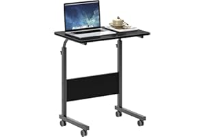SogesHome 23.6inches Adjustable Mobile Bed Table Portable Laptop Computer Stand Desks Cart Tray, Black
