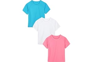 Poroka 3 Pieces Girls UPF 50+ Sun Protective Rash Guard Toddler Swim Shirt Quick Dry Toddler Girl Sports Shirt