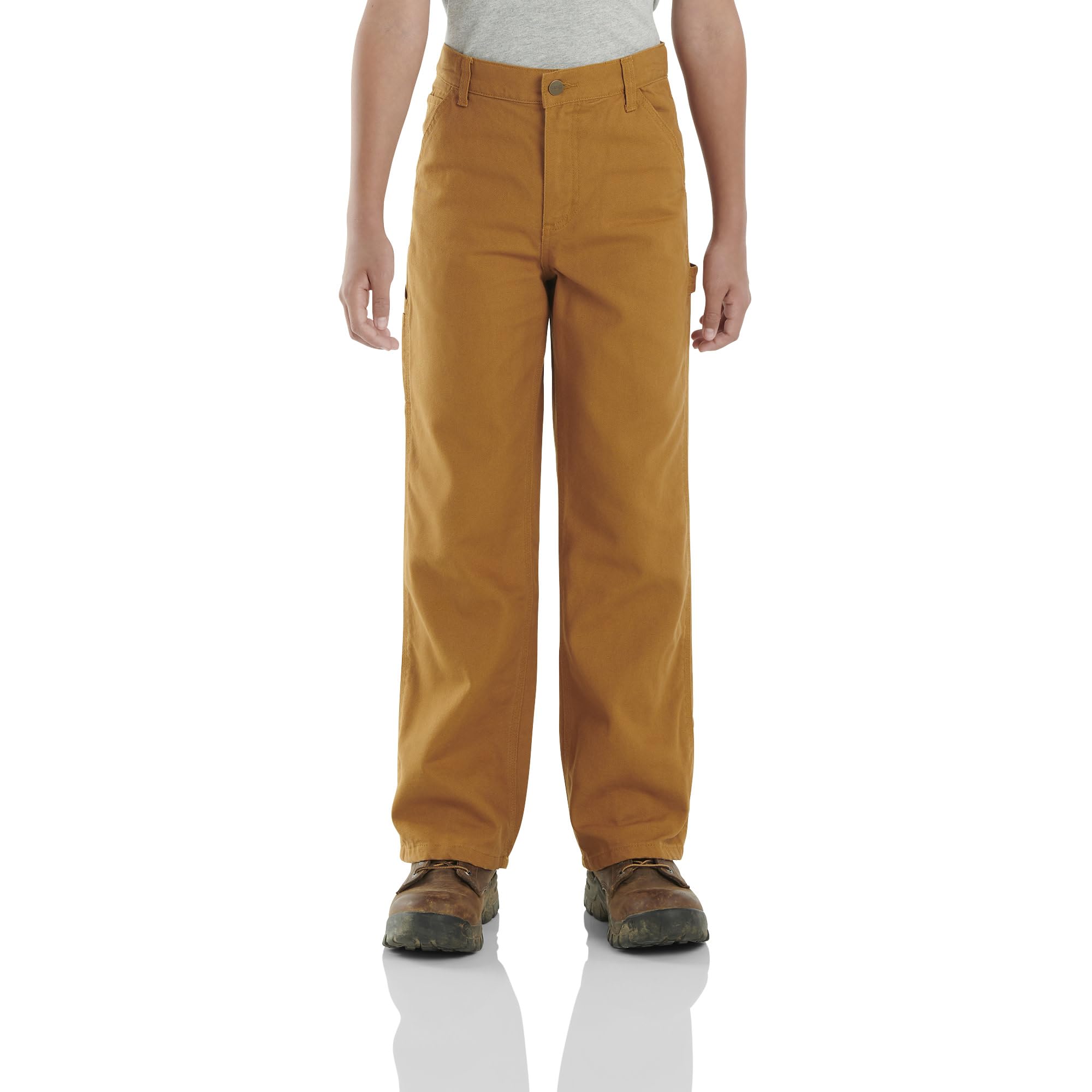 Carhartt Boys' Flannel-Lined Canvas Dungaree Pants, Carhartt Brown, 7 Image