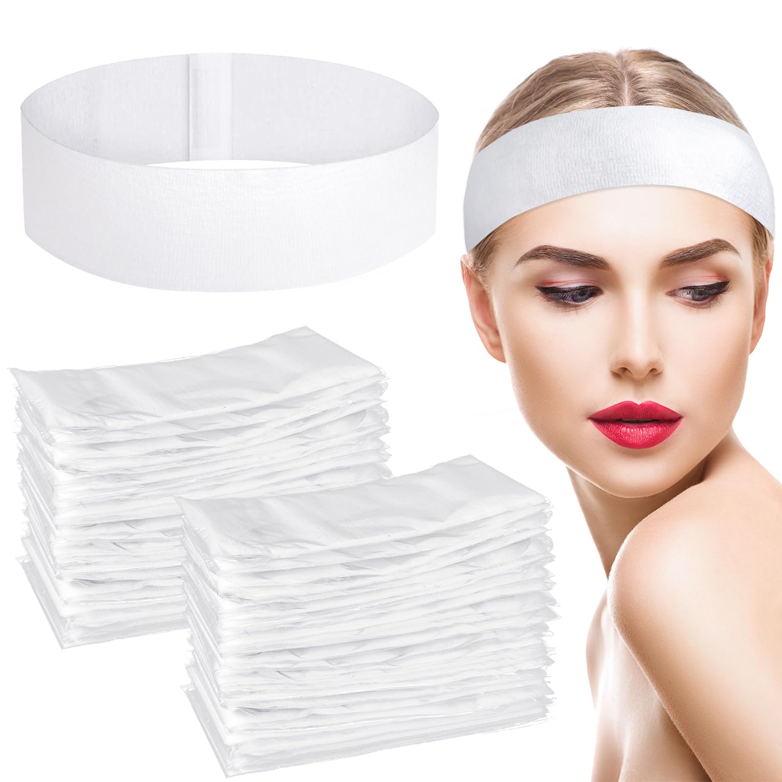 obeoby 150 Pieces Disposable Hairband for Women, Non-woven Fabric Spa Headband for Securing Hair during Facial, Makeup, Travel, Ideal for Beauty Enthusiasts, Makeup Artists, Spa-goers