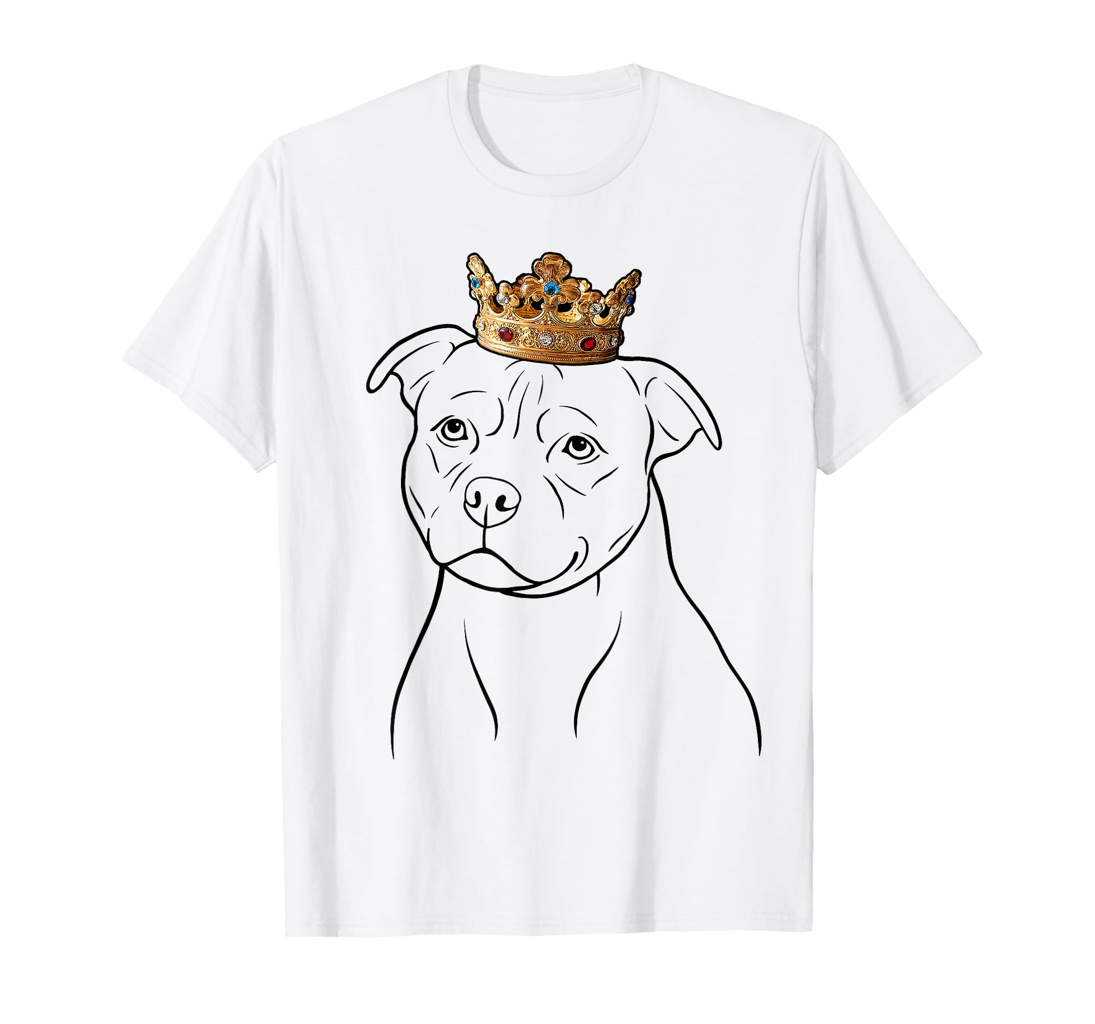 Staffordshire Bull Terrier dog wearing a crown T-Shirt