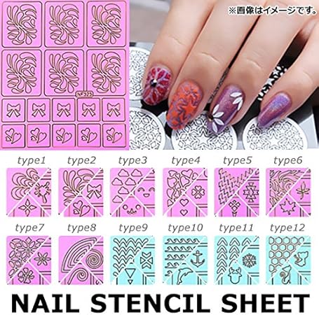 Amazon Ap ネイルステンシルシート 貼って塗るだけ セルフネイルにおすすめ タイプ7 Ap Th409 T7 Ap ネイルスタンパー ステンシル 通販