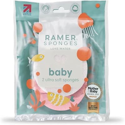 RAMER Ramer Ultra Soft Baby Sponges Twin Pack Strawberry Pink & White