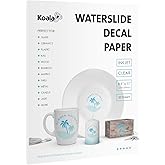 Koala Waterslide Decal Paper INKJET CLEAR, 20 Sheets 8.5x11 Inch Water Slide Transfer Paper Transparent Printable Waterslide 