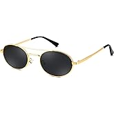 FEISEDY Retro Oval 90s Metal Sunglasses for Women, Trendy Narrow Sun Glasses Fashion Shades B4183