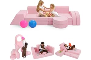 Fivetry 12PCS Modular Kids Play Couch, Child Sectional Sofa, Kids Floor Sofa for Playroom Fort Building, Convertible Foam and Floor Cushion for Boys and Girls