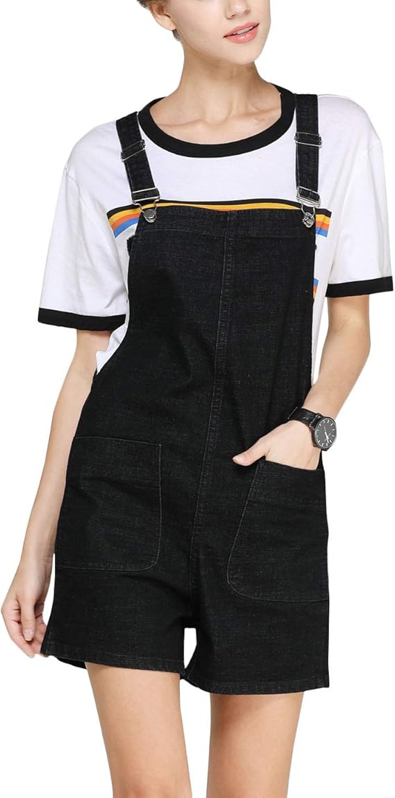 Flygo Womens Fashion Loose Bib Denim Short Jeans Overalls Shortalls at Amazon Womenâs Clothing store