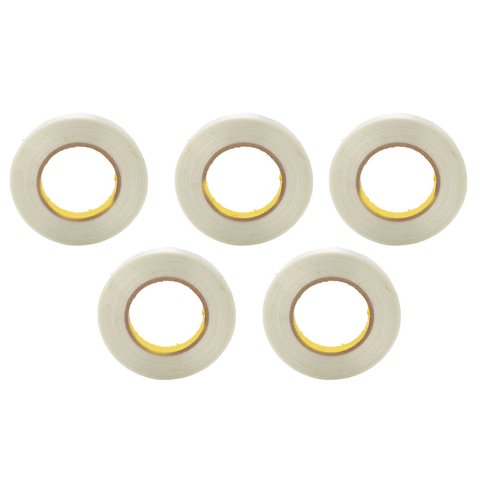 Kadimendium 5Pcs Filament Strapping Tape Transparent Fiberglass Strong Tensile Mono Filament Strapping Tape Fiberglass Tape for Packing Sealing