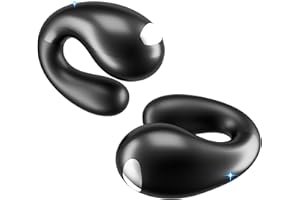 VNMN Open Ear Earbuds Wireless Bluetooth 5.4 Earphones, Flexible Clip On Ear buds with 36H Playtime LED Display Bone Conduction Headphones, IPX7 Waterproof Light Weight Earbuds Fit for Every Ear, Sports