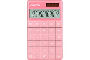 VEWINGL Laptop Keyboard Calculator 12 Digit,Dual Power Battery and Solar,Desk Calculator with Large LCD Display for Office,School, Home & Business Use,Tablet Button,Automatic Sleep.6.5 * 4 in (Pink)