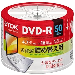 【Amazon.co.jp限定】TDK データ用DVD-R 4.7GB 1-16倍速対応 50枚スピンドル 詰め替え用 リフィルパック