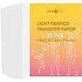 HTVRONT Heat Transfer Paper for Light T Shirts -25 Sheets 8.5x11" Iron on Transfer Paper for Inkjet & Laser Printer, Stretchable & Durable Printable Heat Transfer Vinyl, Easy to Use