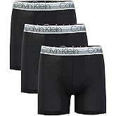 Calvin Klein Men`s Microfiber Boxer Briefs 3 Pack (Black(NP2370-001)/Silver, Large)