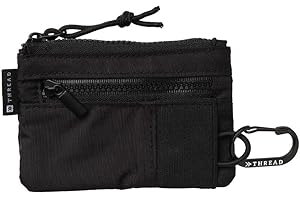 Thread Wallets Pouch Wallet – Compact Zip Wallet with Clear ID Window, Coin & Card Pockets, and Key Stash – Lightweight Rip-Stop Travel Wallet for Men & Women (Black)