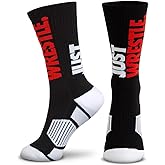ChalkTalkSPORTS Wrestling Performance Crew Socks - Just Wrestle - Youth & Adult Sizes - Mid-Calf Athletic Wrestling Socks