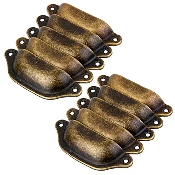 Electomania 10pcs Antique Brass Cabinet Knob Wardrobe Drawer Bin