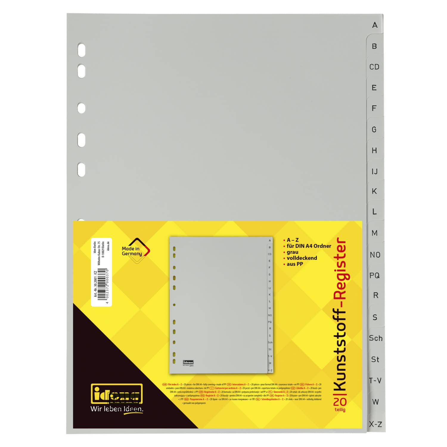 Idena 302001 A – Z Register A4 Pack of 20 Made of Plastic