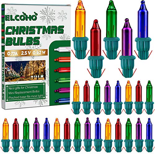 Elcoho 100 Pieces 2.5V Multicolor Mini Christmas Replacement Bulbs, 170