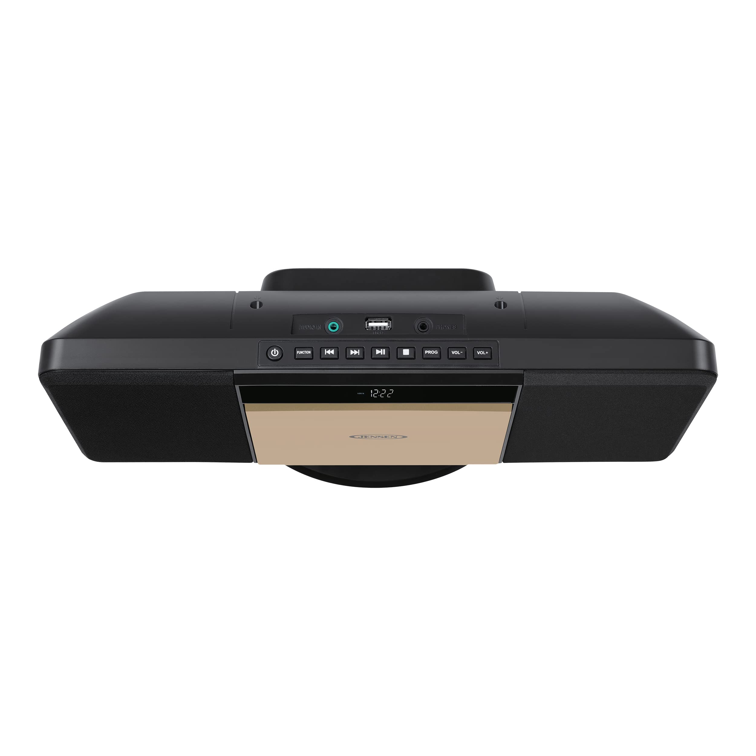 Jensen JBS-300 Champagne Gold Modern Bluetooth Stereo Music System for Home with CD/MP3/WMA Player Wireless Streaming USB Port for MP3 Playback | AM/FM Stereo (Remote Included) (Limited Edition)