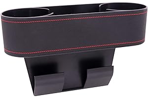 IOKSCTER Car Seat Organizer Cup Drink Holders,Multifunctional Gap Filler Storage Box,Insert Organization Helps Reduce Distracted Driving&Holds Phone Mount Mug Bottle Cellphones Coasters Wallet Cards (Black)