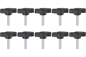 HARFINGTON 10pcs Tee Wing Knobs Thumb Screws M4 x 20mm Standard Male Thread Plastic T/Z Knobs Adjustable Handles Hand Clamping Knobs Grip Thumbscrew, Black