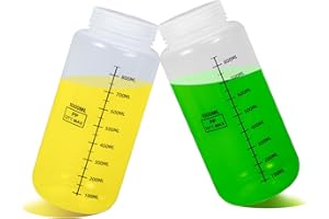 ASEVAT 34oz 2Pack Wide Mouth Plastic Bottles Reagent Bottle, Scaled Pill Bottle Laboratory Chemical Container with Screw Cap, Plastic Sample Containers for Storage or Home (Translucent)