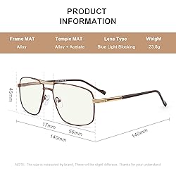 RB.Pilot Reading Glasses for Men Square Double