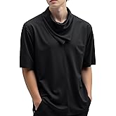 OYOANGLE Men's Draped Front Ruched Short Sleeve T Shirt Loose Fit Summer Trendy Tee Top Streetwear