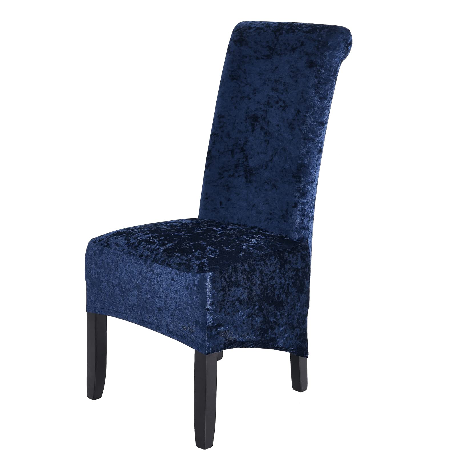 abodos Dining Chair Covers, Crushed Velvet Stretchable Elastic Chairs Protective Cover, Removable Washable Slipcovers for Dining Room Wedding Banquet Party Chair Covers,navy blue,set of 1