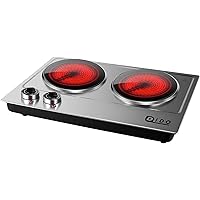 DIDO 1800W Ceramic Electric Hot Plate for Cooking, Dual 7.1" Infrared Burners, Portable Countertop Burners Crystallite…