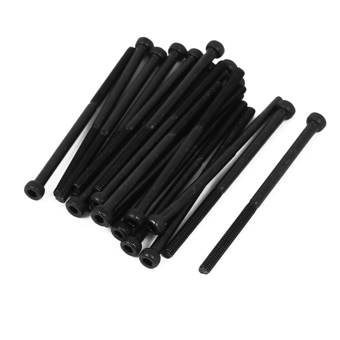 Sourcingmap M2.5x45mm 12.9 Alloy Steel Hex Socket Screws Partially Threaded Bolt Black 20Pcs