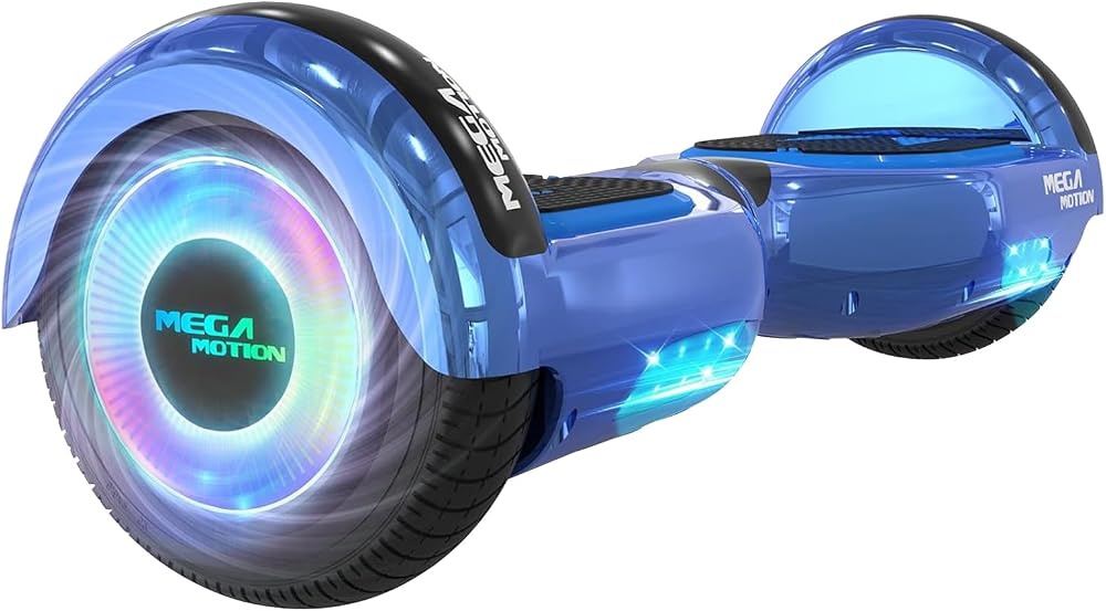 MEGA MOTION Hoverboard 6.5 Inch Blue Bluetooth Speaker LED Lights 20-100kg