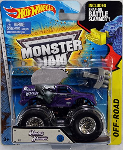 Mohawk Warrior Purple 2015 Hot Wheels Monster Jam Monster Truck Includes Snap-on Battle Slammer 1:64 Scale #8