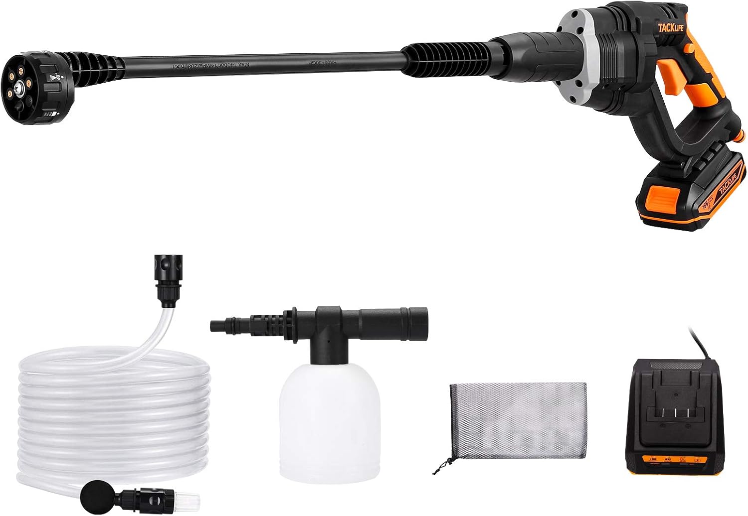 TACKLIFE Cordless Pressure Washer, 20V 2.0AH, 6in1 Adjustable Nozzle