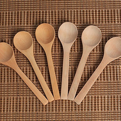 Freedi Wooden Spoons Small Condiment Spoon Honey Coffee Tea Seasoning Sugar Salt Jam Mustard Ice Cream Soup Spoons Tableware Kitchen Utensils Tools 14.5 x 3.6cm,Pack of 10 Pcs - Thumbnail 4