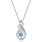 Birthstone Infinity Teardrop Necklace for Women: 925 Sterling Silver Hypoallergenic Dainty Pendant Jewelry for Mom Her Birthday Anniversary