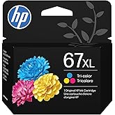Original HP 67XL Tri-Color High-Yield Ink Cartridge | Works with HP DeskJet 1255, 2700, 4100 Series, HP Envy 6000, 6400 Serie