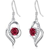 Seiyang 925 Sterling Silver Birthstone Dangle Earrings for Women Birthday Anniversary Fine Jewelry for Women Girls