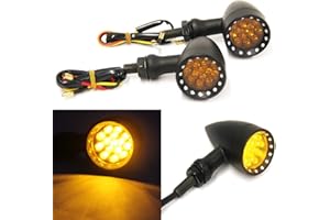 RICH CHOICES 2pcs Amber CNC Motorcycle Bullet LED Turn Signal Light Blinker Indicator Front Rear Tail Light Compatible with Honda HarleyYamaha Suzuki Kawasaki