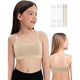 iMucci Girl Dance Bra Seamless Girls Nude Bra with 2 Pair Adjustable Replace Clear Straps Silicone Pads