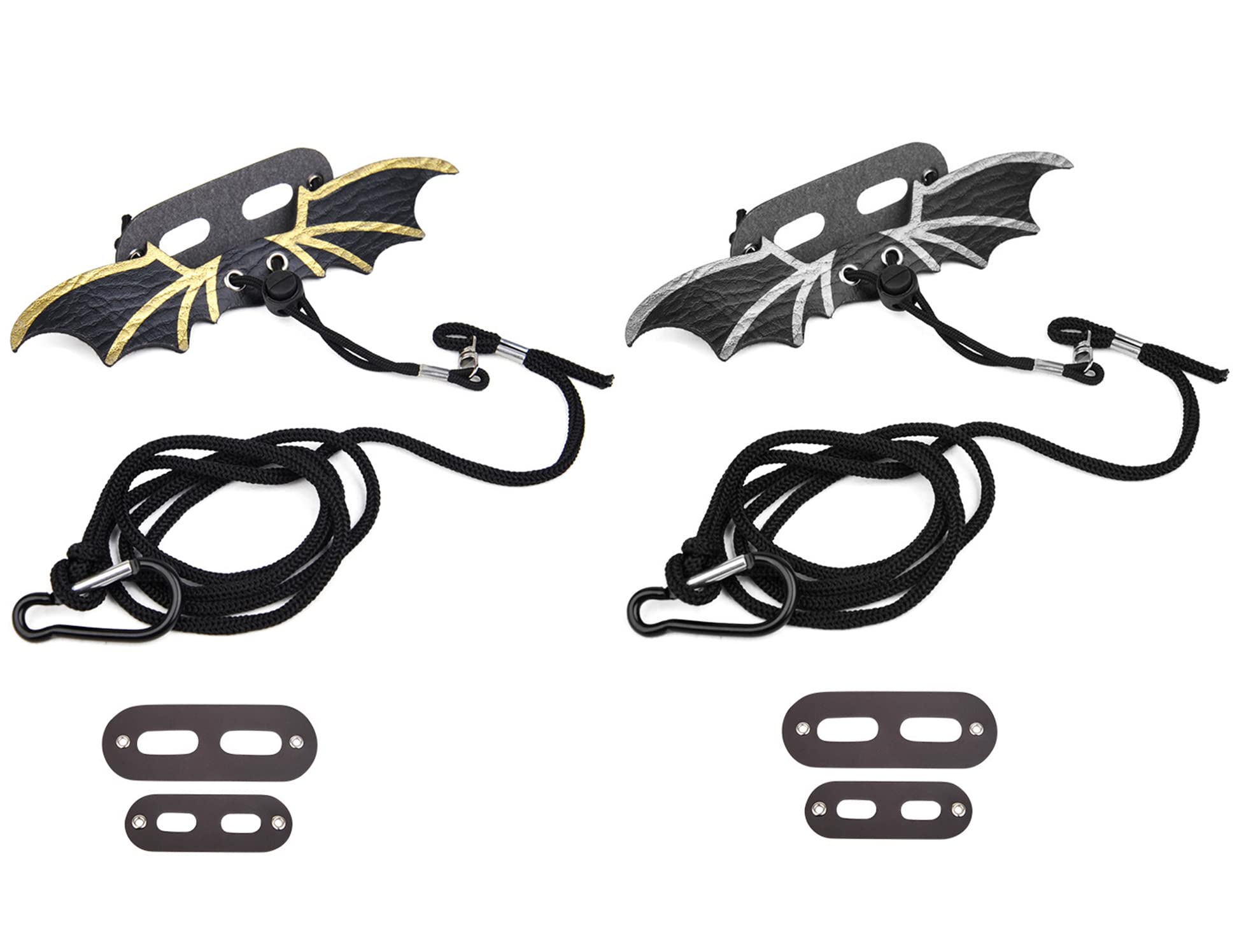 2 pcs Ajustable Leather Bearded Dragon Lizard Leash Harness Cooling Wing Silver Gold for Outdoor Safety Walking Lead